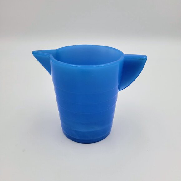 Vintage Akro Agate Pitcher Teapot Stacked Disc Blue Child’s Pitcher Read - Picture 3 of 10